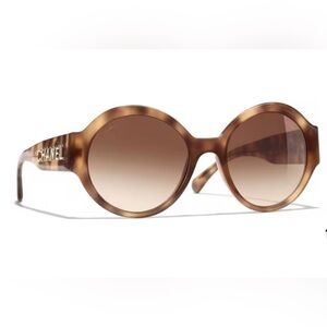CHANEL 5410 Havana Light Brown Sunglasses